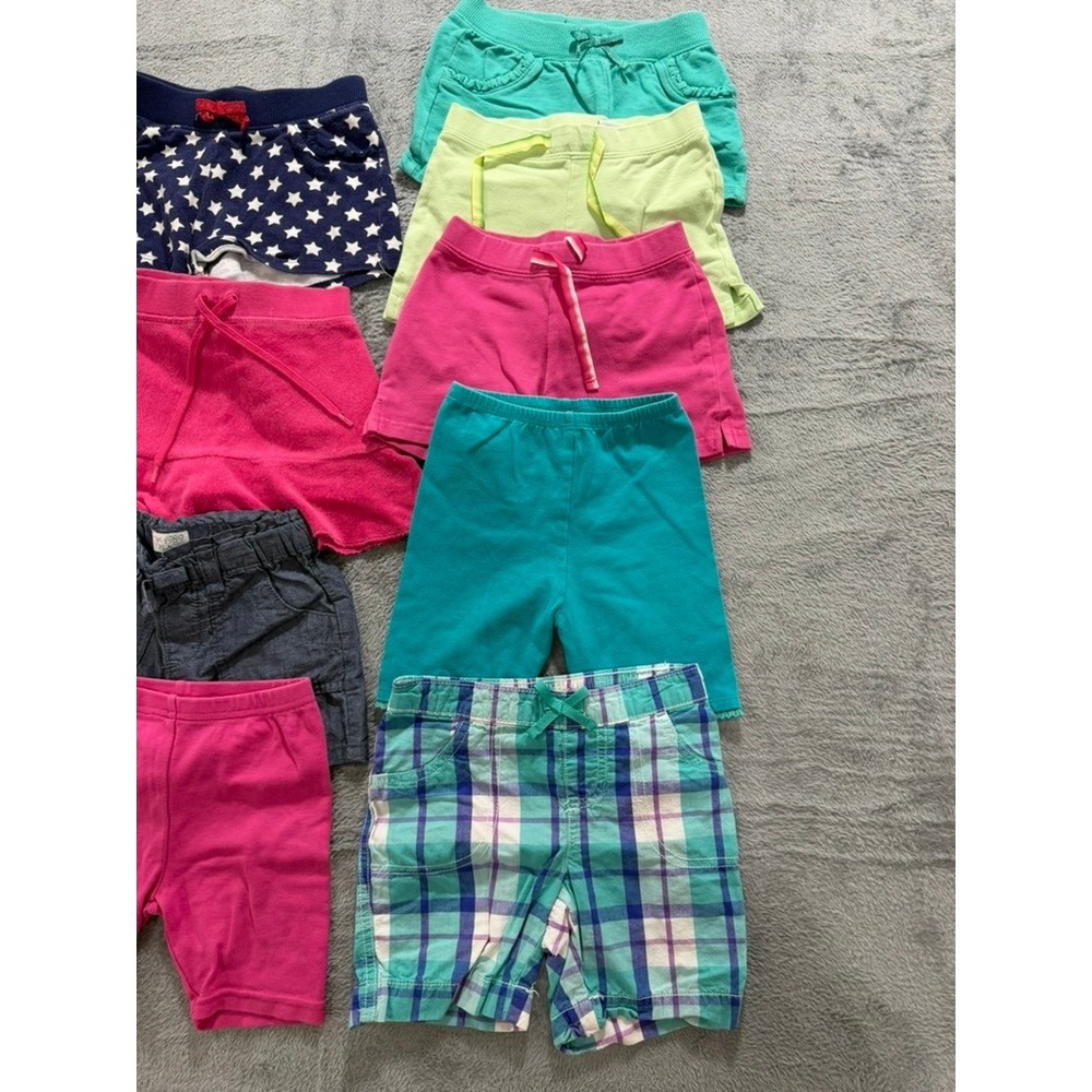 Girls Shorts Lot 8 Pairs Size 4 4T Jumping Beans Sonoma Plaid Pink Blue Green - Picture 3 of 13